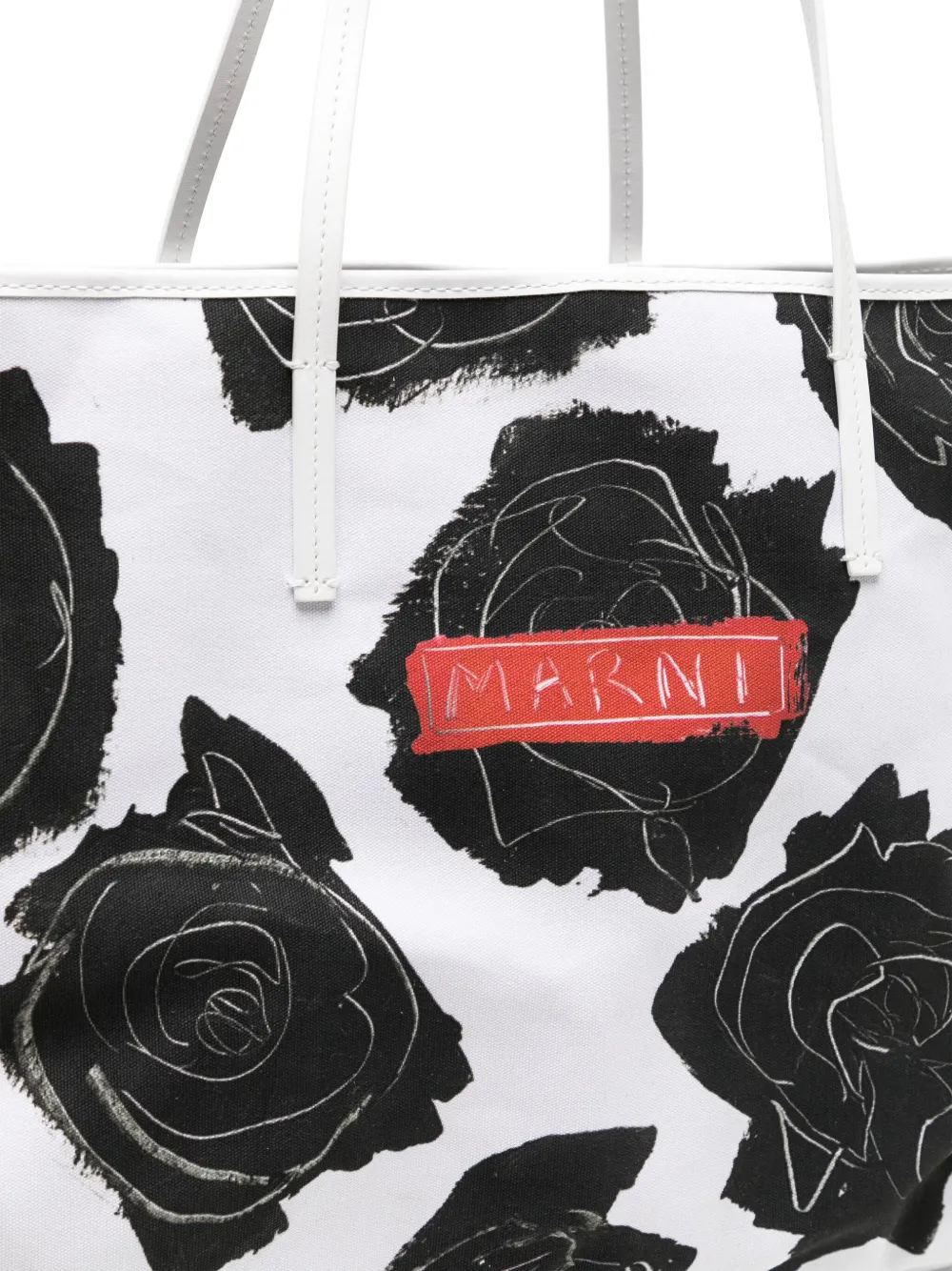 Marni Grote shopper met bloemenprint Zwart