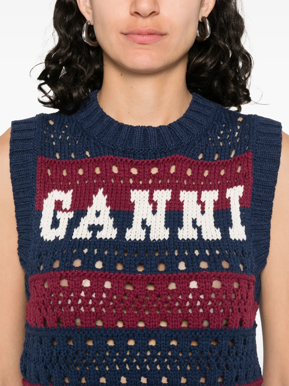 GANNI Top van gerecycled katoenblend Blauw
