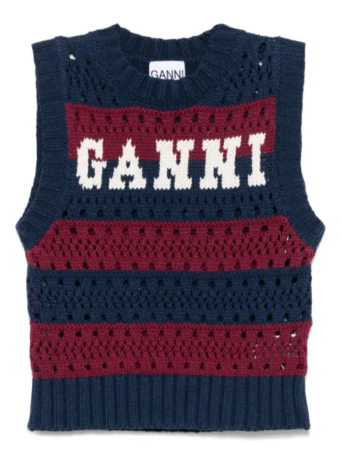 GANNI top con cuello redondo