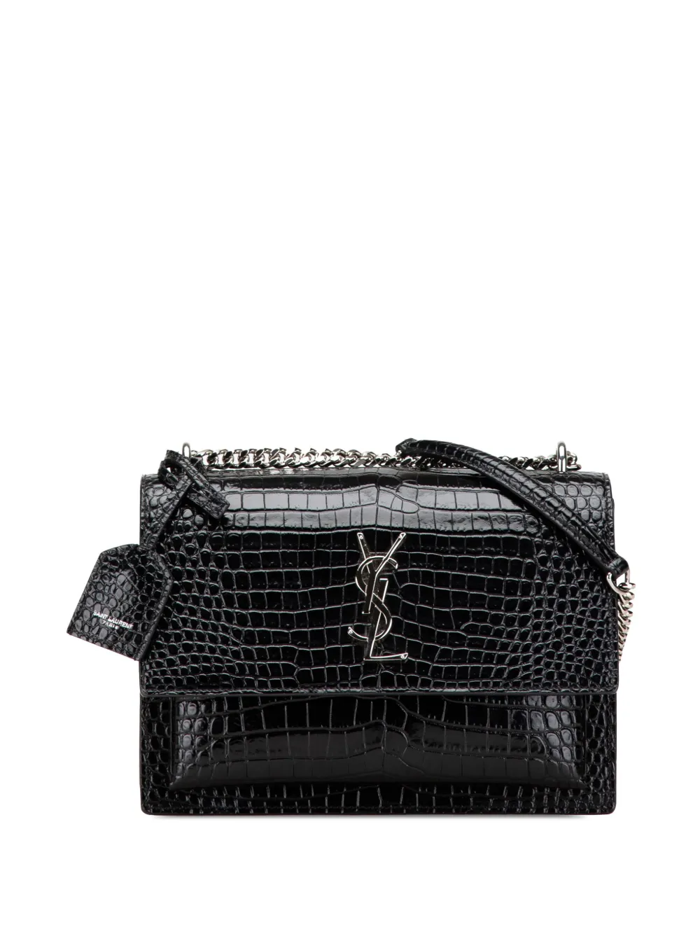 Saint Laurent Pre-Owned 2013-2024 Medium Croc Embossed Leather Sunset Saint Laurent Pre-Owned 2013-2024 Medium Croc Embossed Leather Sunset