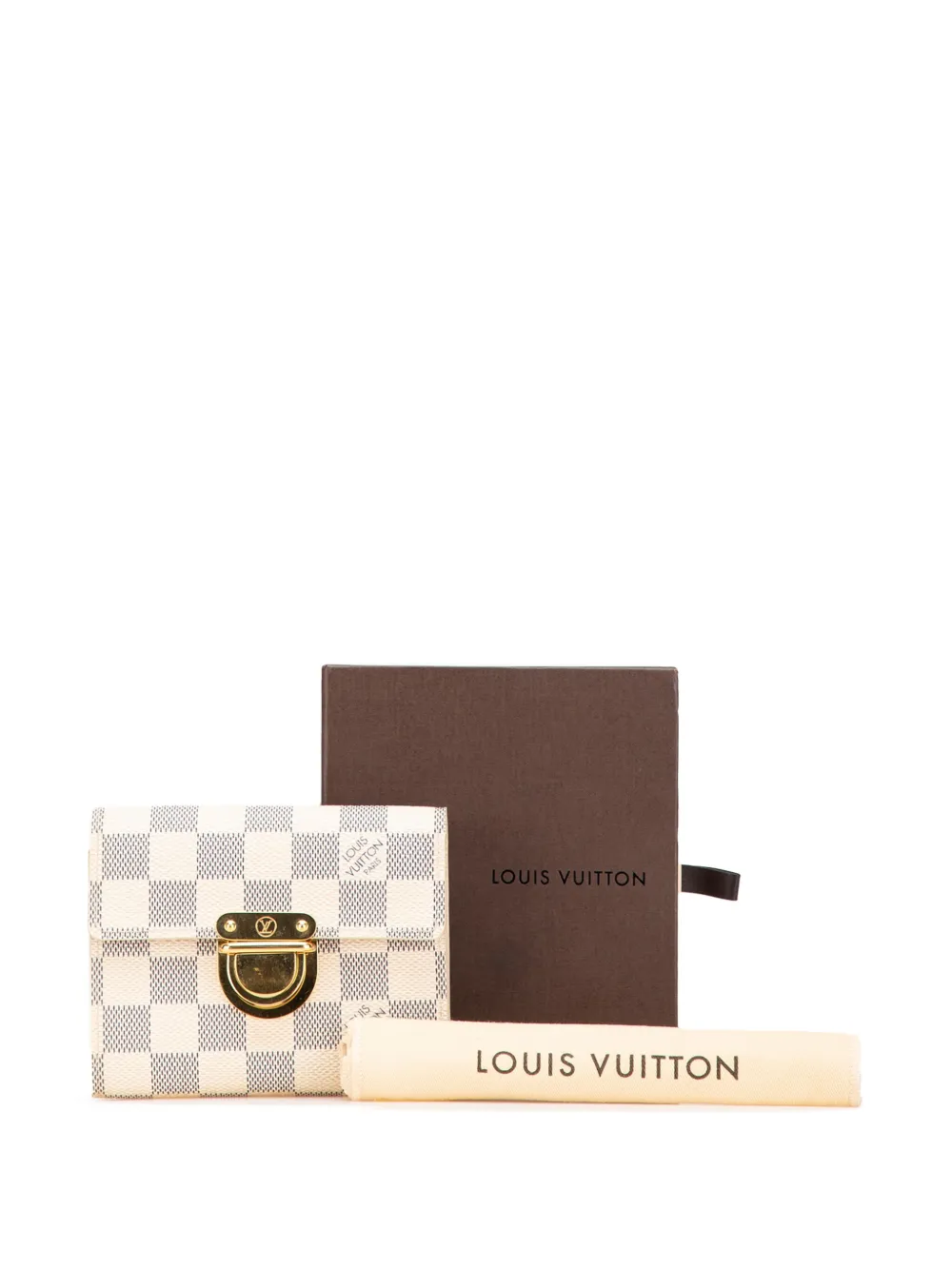 Pre-owned Louis Vuitton 2006 Damier Azur Portefeuille Koala Wallet Small Wallets In White