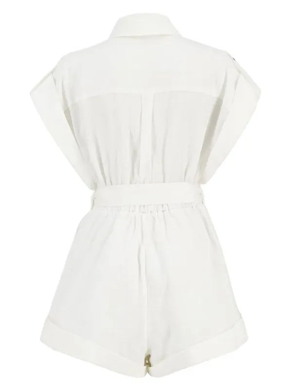 セットアップ ZIMMERMANN RHIANNON LINEN SHORT PLAYSUIT ZIMMERMANN Rhiannon belted linen playsuit | NET-A-PORTER