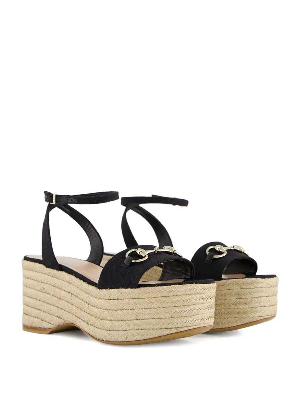Gucci 75 mm espadrilles met sleehak Zwart