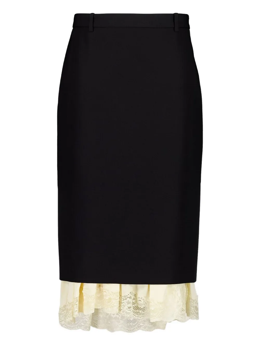 Balenciaga Midi-rok met lingerie afwerking - Zwart