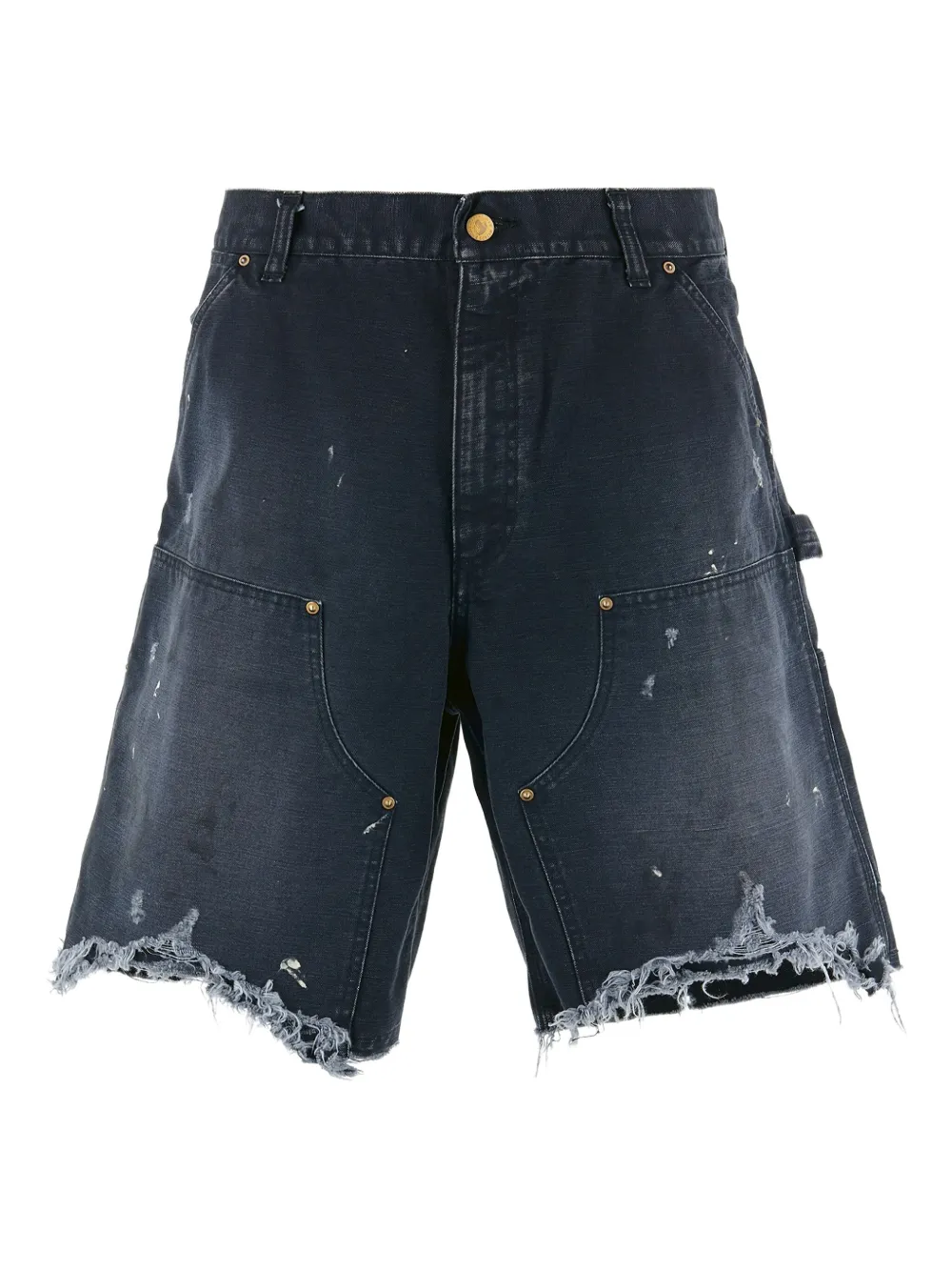 SAINT MXXXXXX Gerafelde denim shorts Zwart