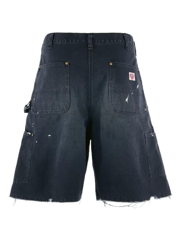 SAINT MXXXXXX Distressed Denim Shorts | Black | FARFETCH