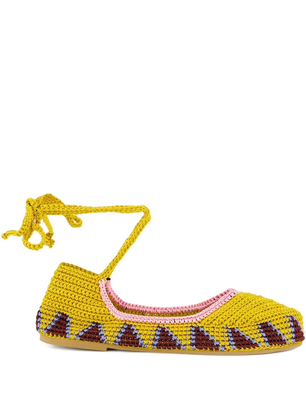 KASHURA crochet-knit flat ballet shoes 25
