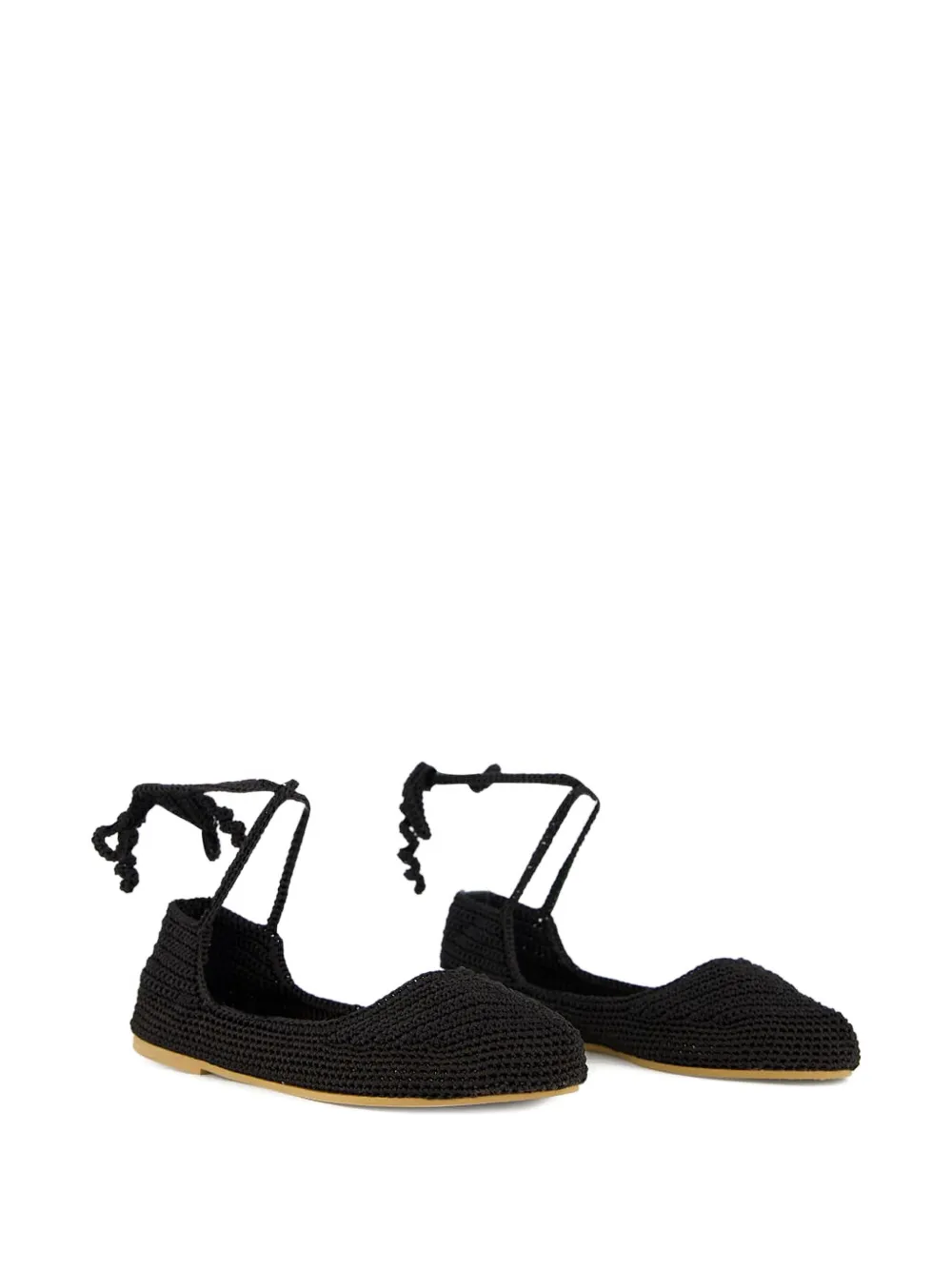 KASHURA crochet ballet flats Black