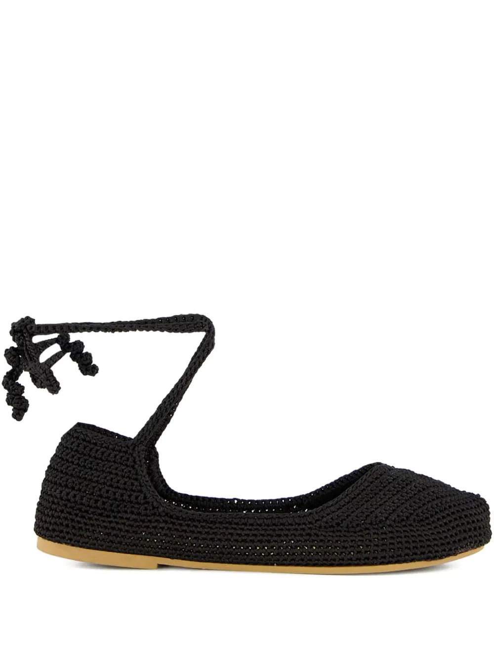 KASHURA crochet ballet flats Black