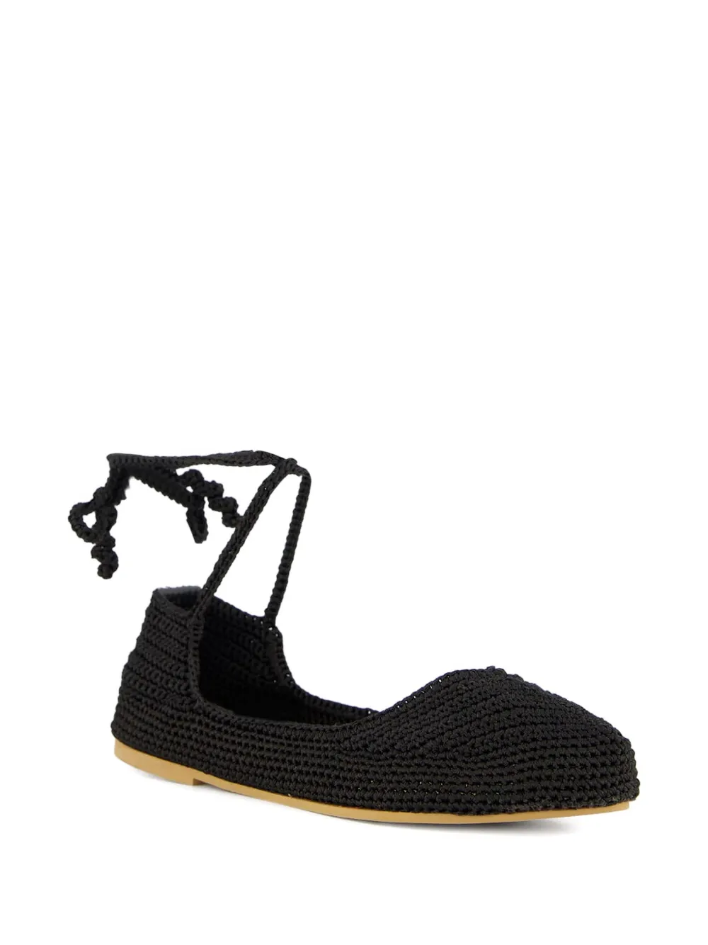 KASHURA crochet ballet flats Black