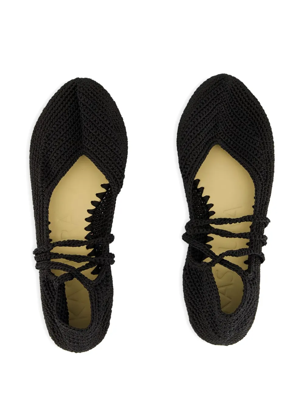 KASHURA crochet ballet flats Black