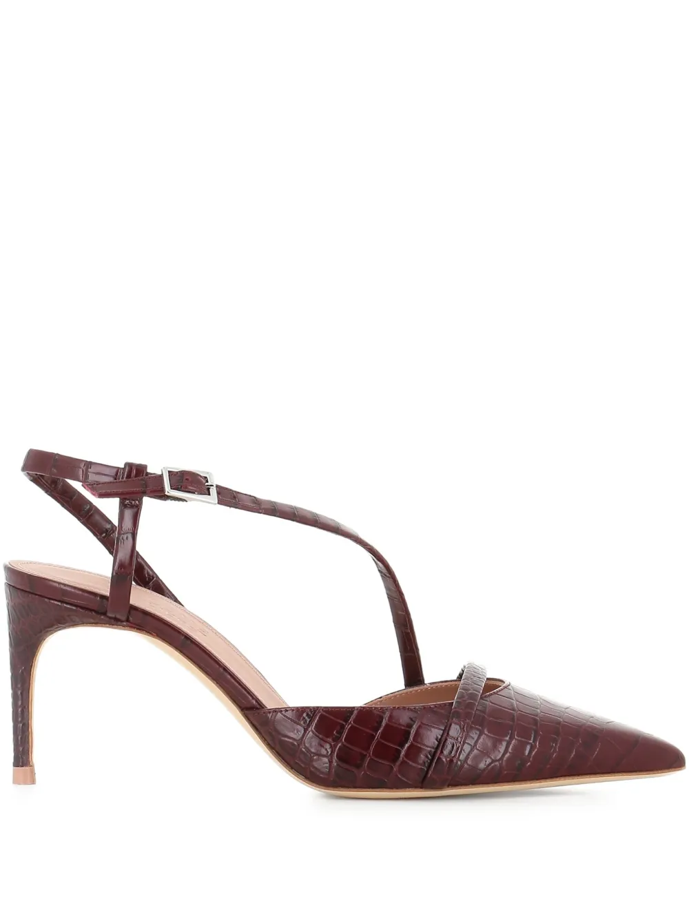 Malone Souliers 70mm Valeria crocodile-embossed pointed-toe pumps Brown