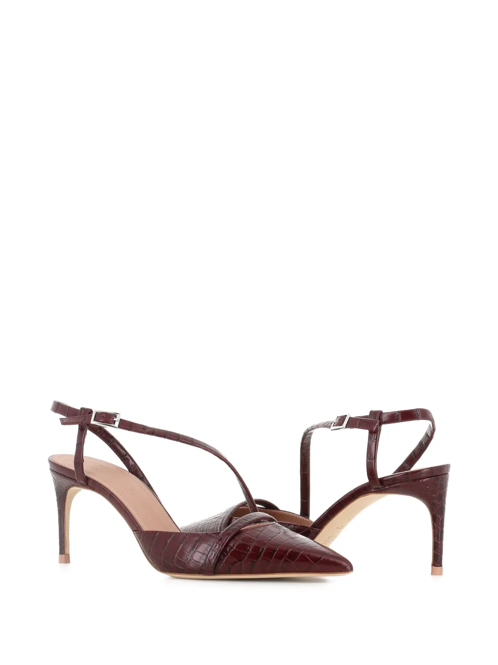 Malone Souliers 70mm Valeria crocodile-embossed pointed-toe pumps Brown