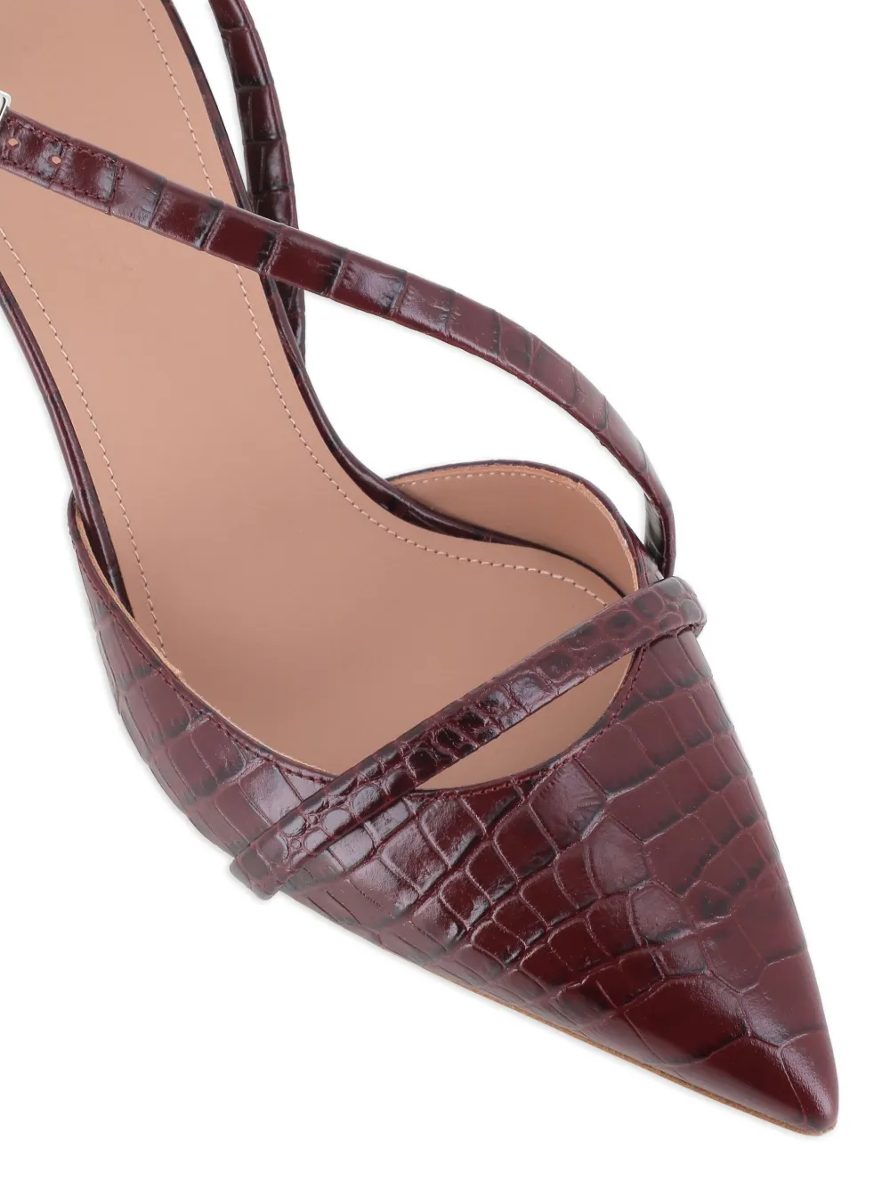 Malone Souliers 70mm Valeria crocodile-embossed pointed-toe pumps Brown