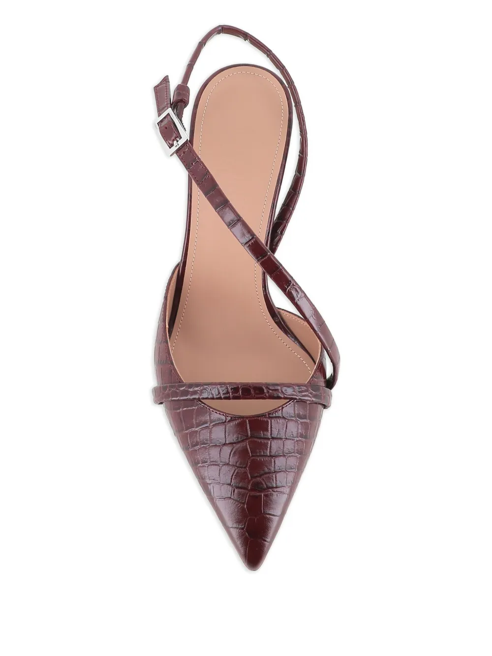 Malone Souliers 70mm Valeria crocodile-embossed pointed-toe pumps Brown