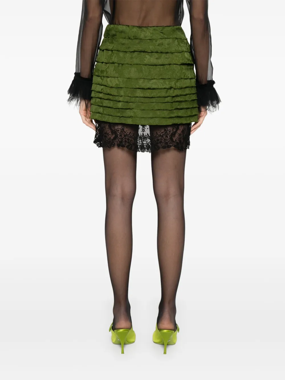 Saint Laurent Mini-rok met ruches Groen