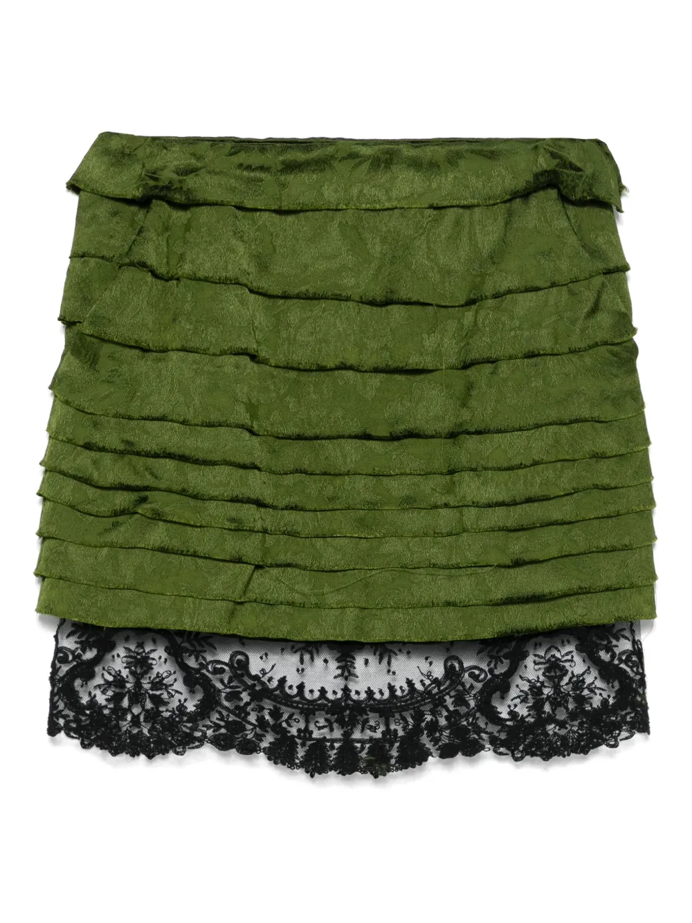 Saint Laurent Mini-rok met ruches Groen