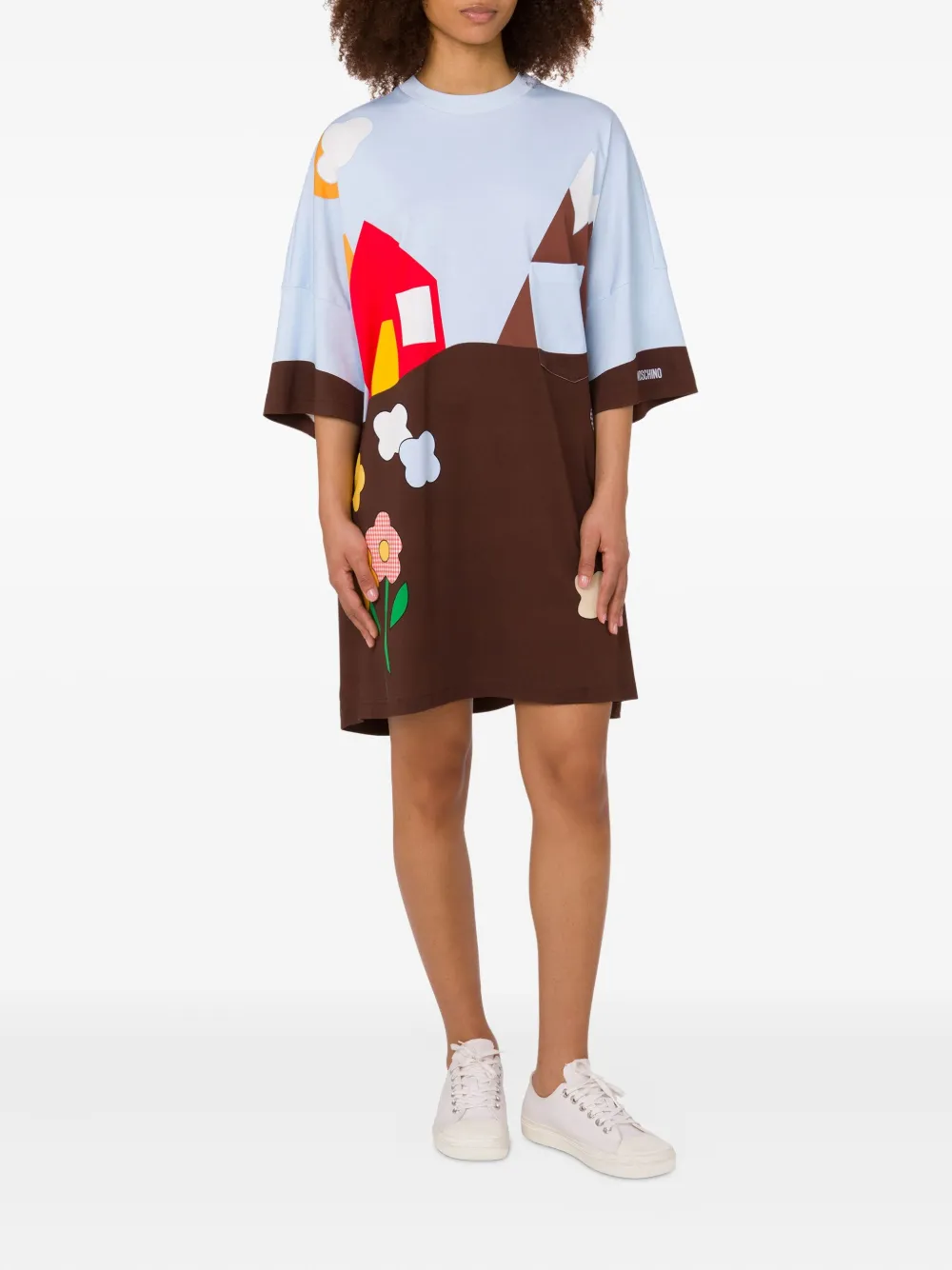 Moschino Mini-jurk met print Bruin