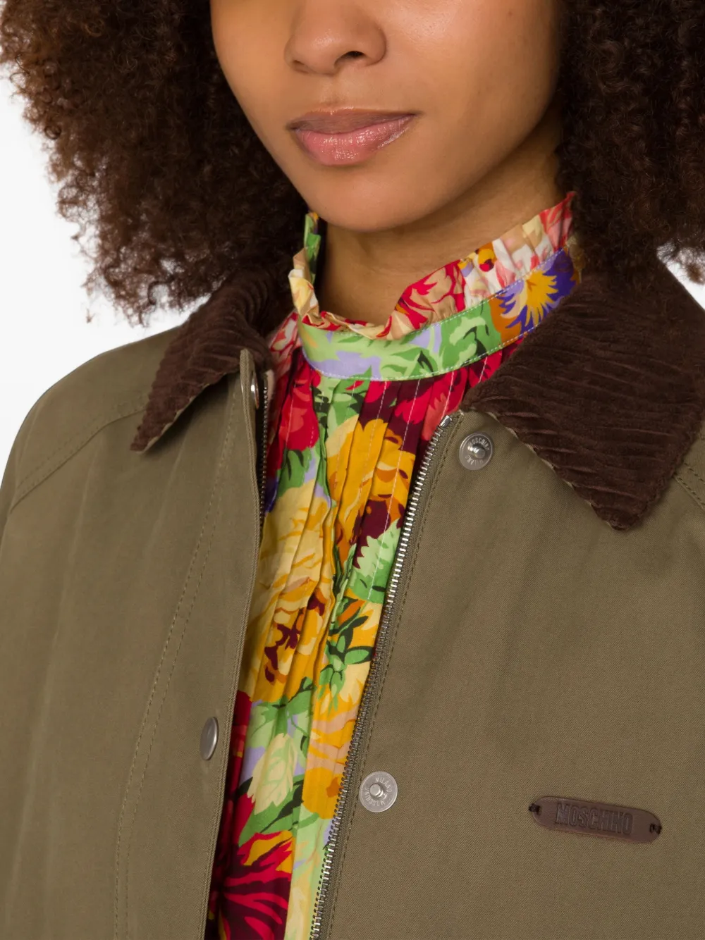 Moschino Cargo jack met ribfluwelen kraag Groen