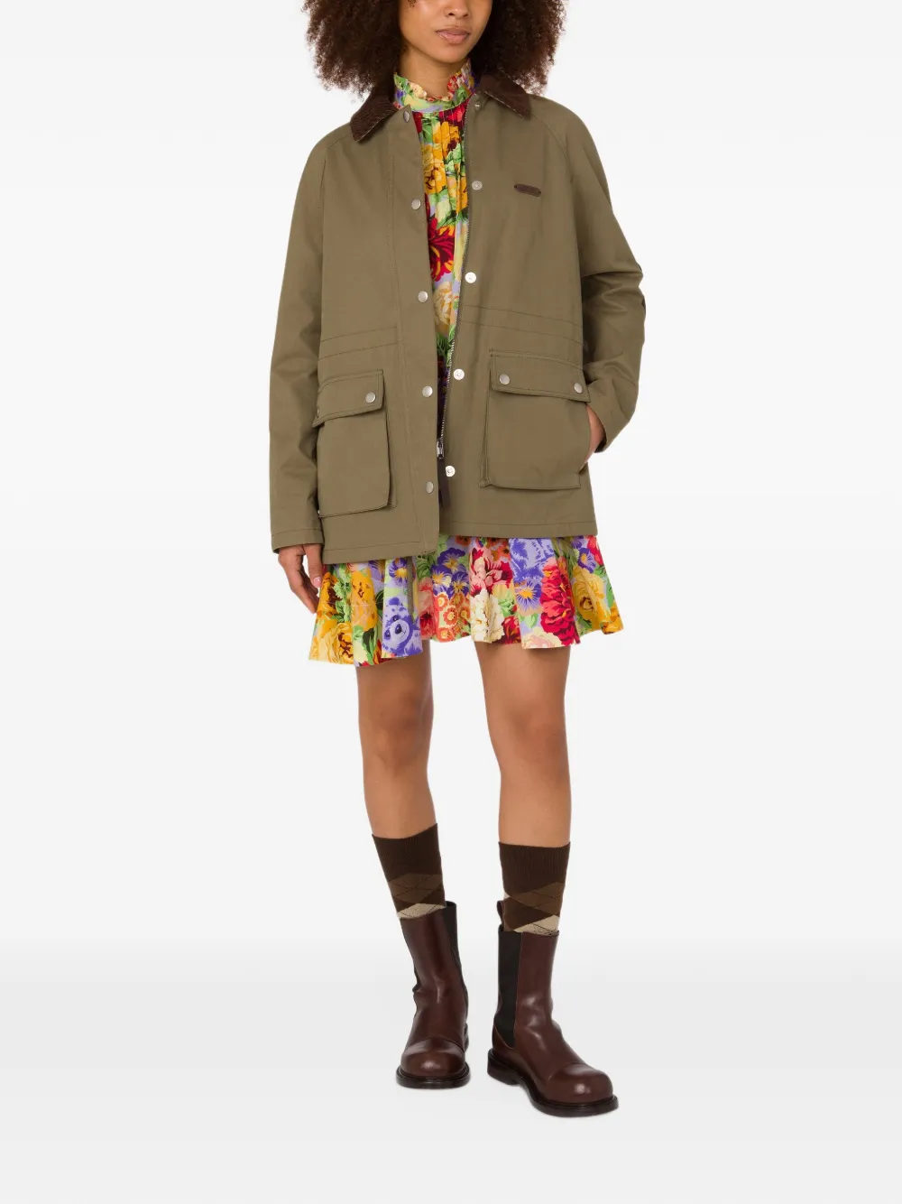 Moschino Cargo jack met ribfluwelen kraag Groen