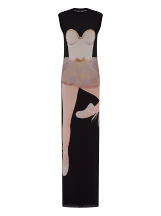 Moschino ballet-print Maxi Dress | Black | FARFETCH