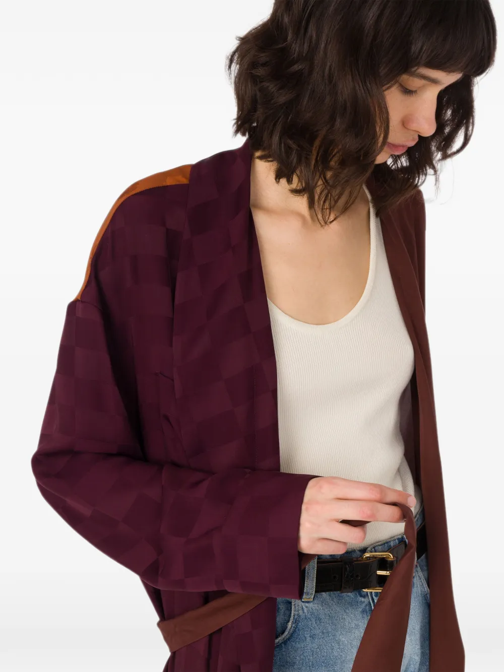 Moschino Geruite jas met patroon Bruin