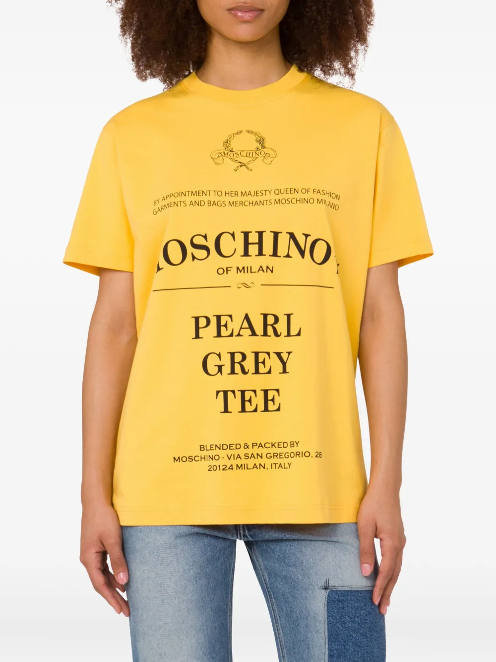 Moschino Jersey T-shirt met print Geel