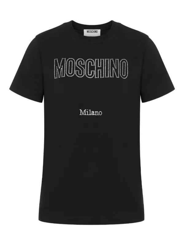 Moschino Embellished Cotton T-shirt in Black