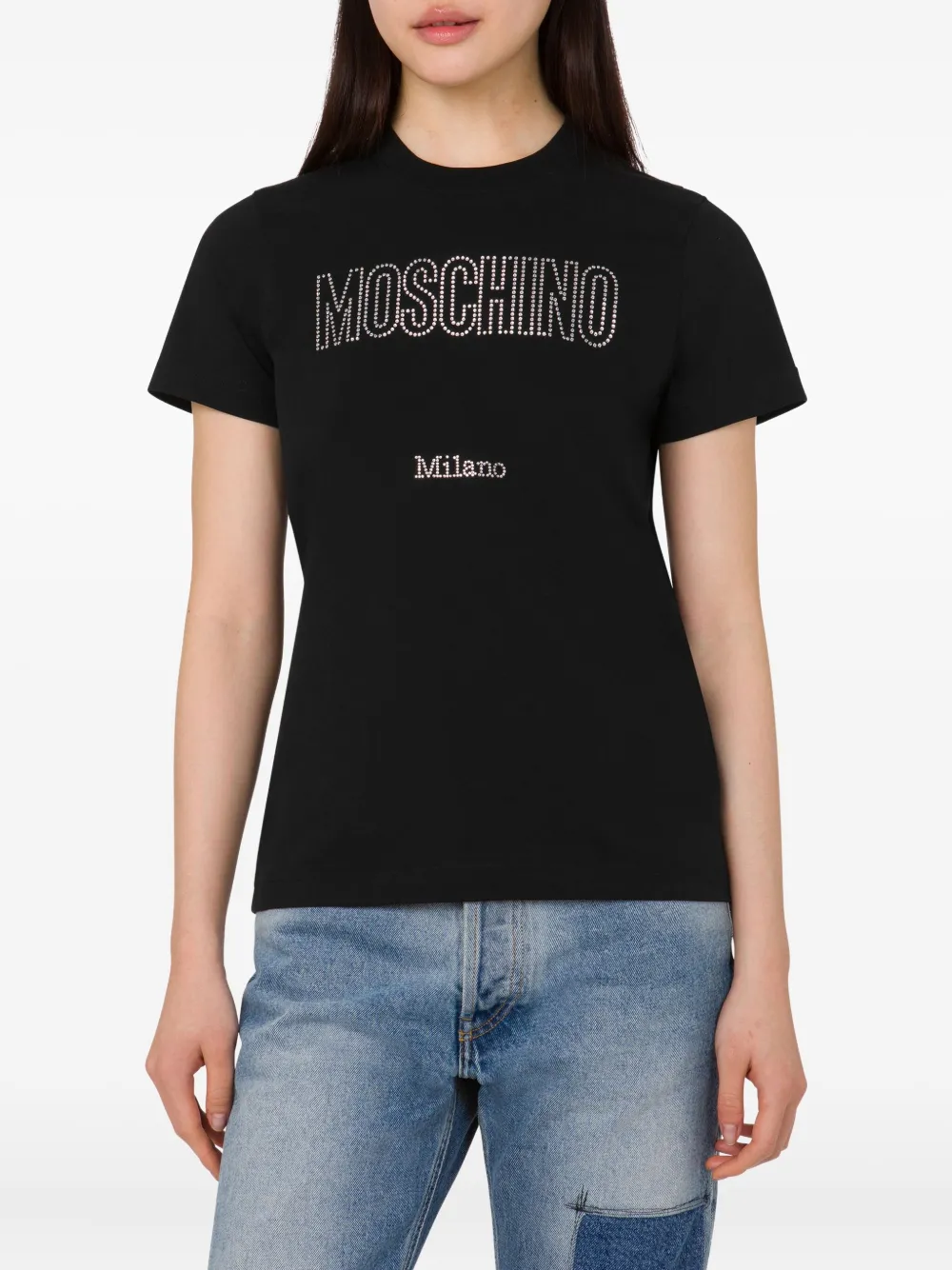 Moschino Verfraaid T-shirt Zwart