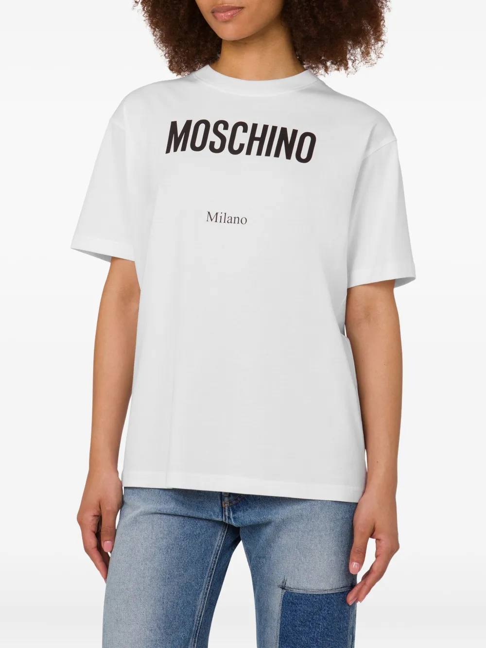 Moschino Katoenen T-shirt met logoprint Wit