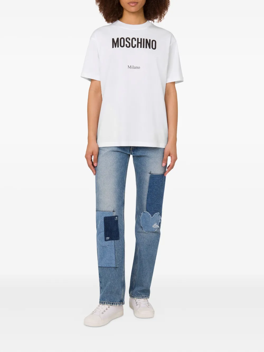 Moschino Katoenen T-shirt met logoprint Wit