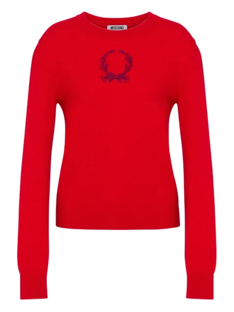 Moschino Laurel Crown embellished logo sweater