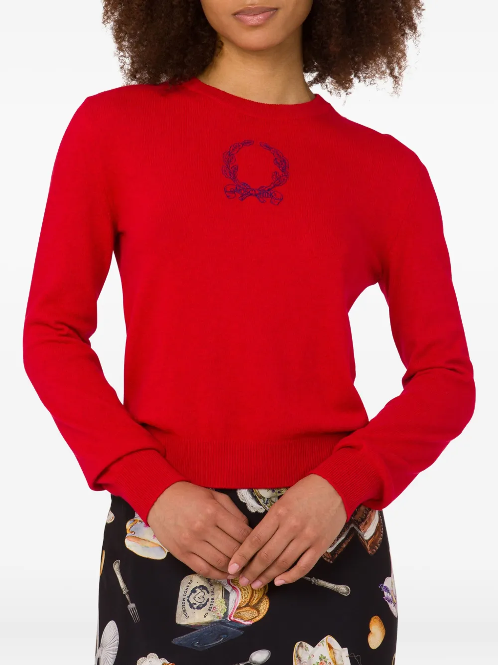 Moschino Laurel Crown trui verfraaid met logo Rood