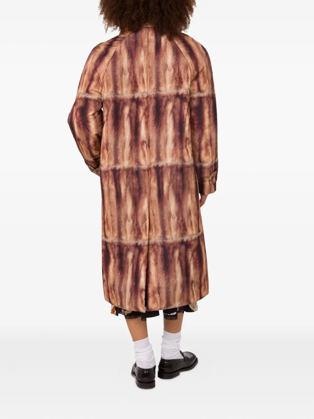 Moschino Abstract Printed Coat In Brown