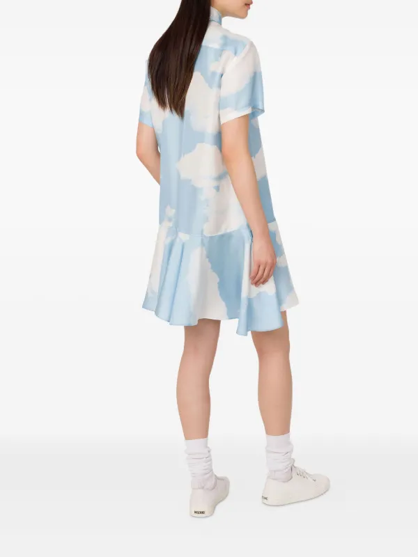moschino womens shirt dress Moschino - Silk twill dress Archive Clouds - Blue