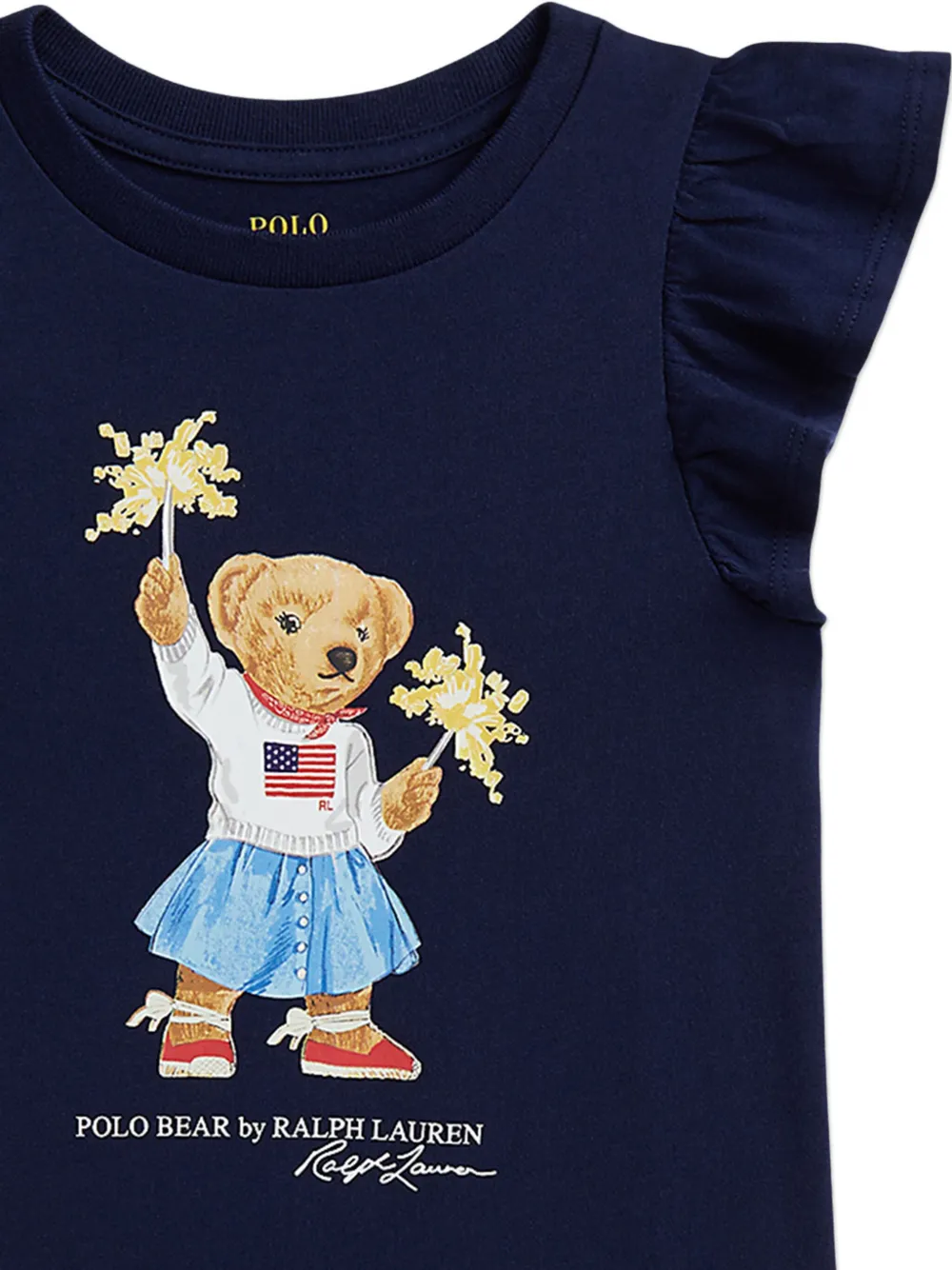 POLO RALPH LAUREN KIDS Polo Bear jurk met ruchemouwen Blauw