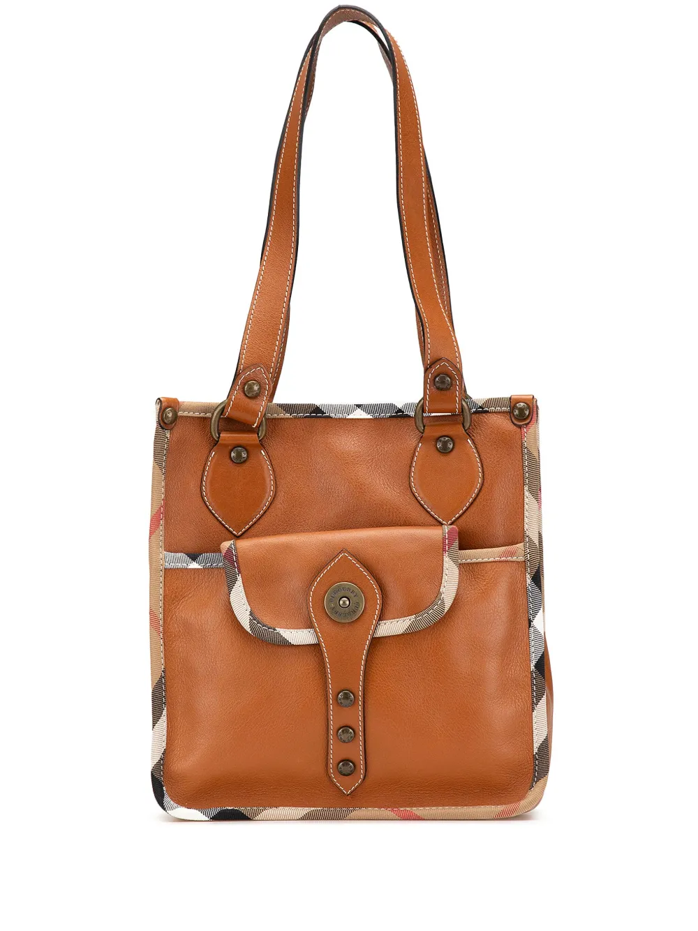 Pre-owned Burberry 2000-2024 Nova Check Trimmed Leather Tote Bag
