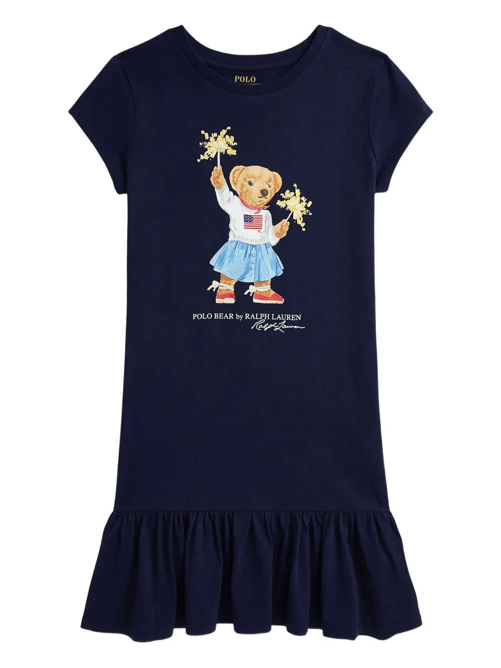 POLO RALPH LAUREN KIDS Polo Bear jurk met ruches Blauw