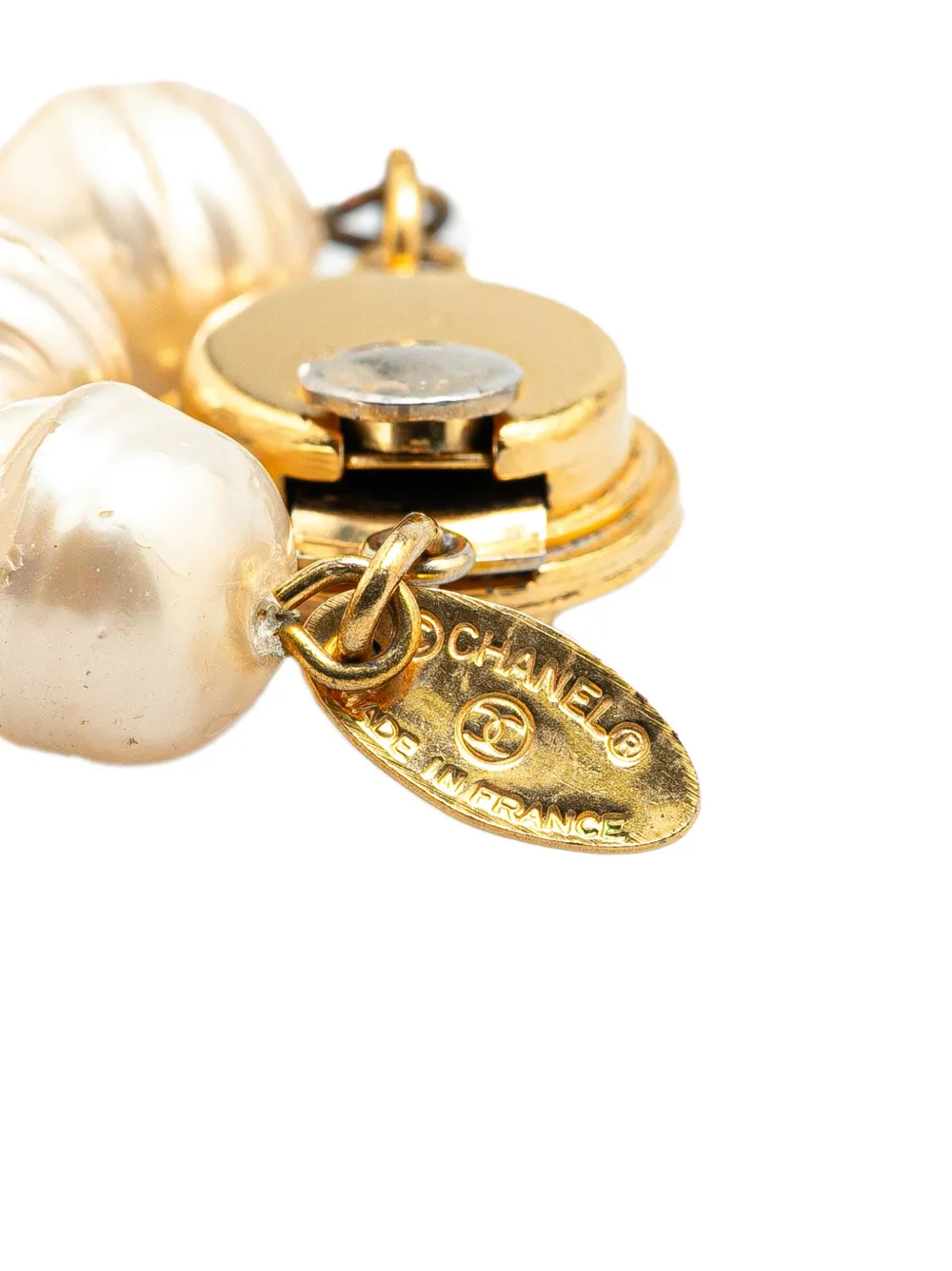 CHANEL Pre-Owned 20th Century Gold Plated Rhinestone Faux Pearl Chain Necklace costume necklace | Image 2