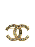 CHANEL Pre-Owned 1970-1980 Gold Plated CC Rhinestone Brooch costume brooch