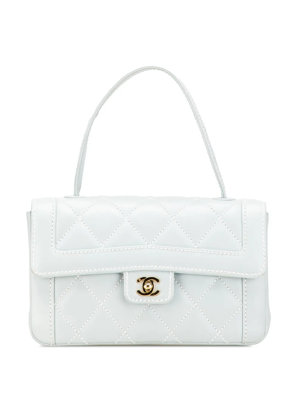 Pre-owned Chanel 2004-2005 Quilted Lambskin Wild Stitch Top Handle Flap Handbag