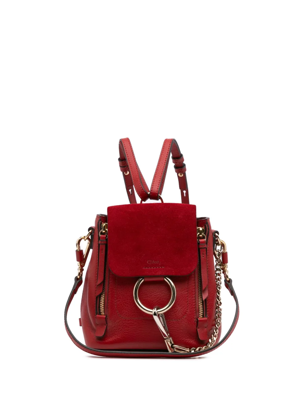 Chloé Pre-Owned 2018 Mini Calfskin and Suede Faye backpack - レッド Chloé Pre-Owned 2018 Mini Calfskin and Suede Faye backpack - レッド
