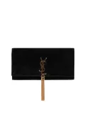 Saint Laurent Pre-Owned 2014 Suede Classic Monogram Cassandre Tassel clutch bag - BLACK