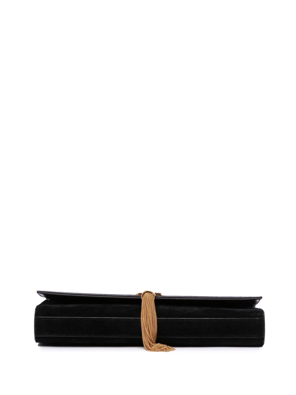Pre-owned Saint Laurent 2014 Suede Classic Monogram Cassandre Tassel Clutch Bag