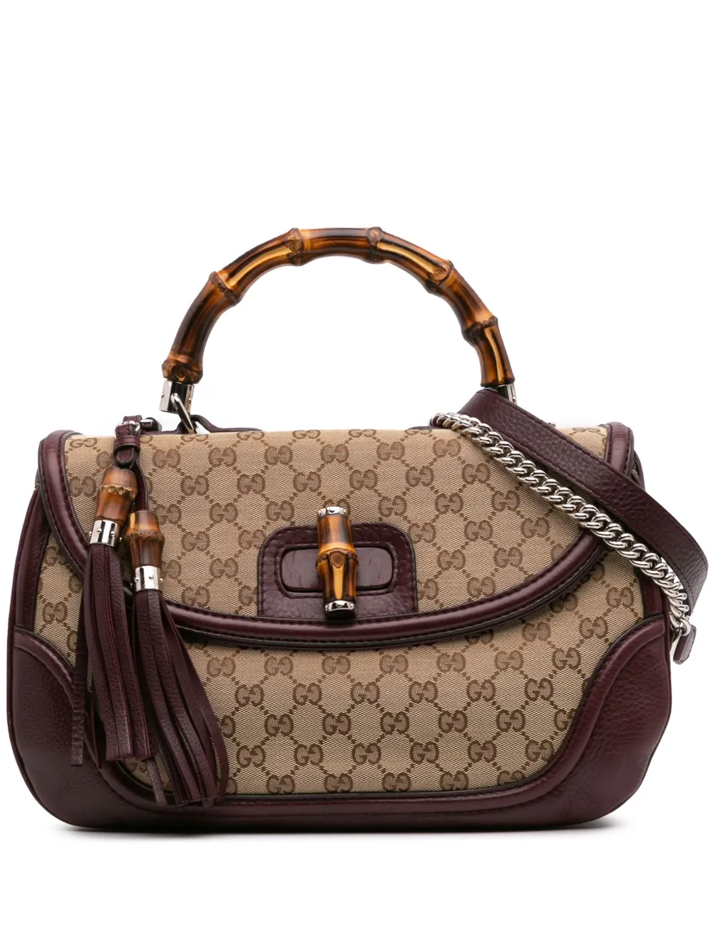 Gucci Pre-Owned 2016-2025 Large GG Canvas Bamboo satchel - ブラウン Gucci Pre-Owned 2016-2025 Large GG Canvas Bamboo satchel - ブラウン