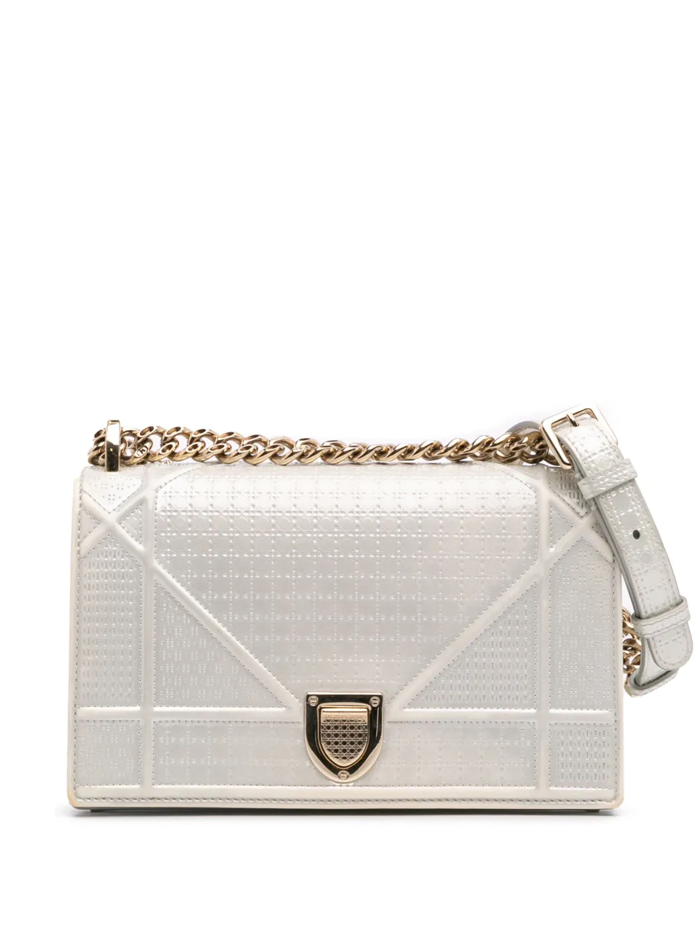 Christian Dior Pre-Owned 2018 Small Metallic Patent Microcannage Christian Dior Pre-Owned 2018 Small Metallic Patent Microcannage