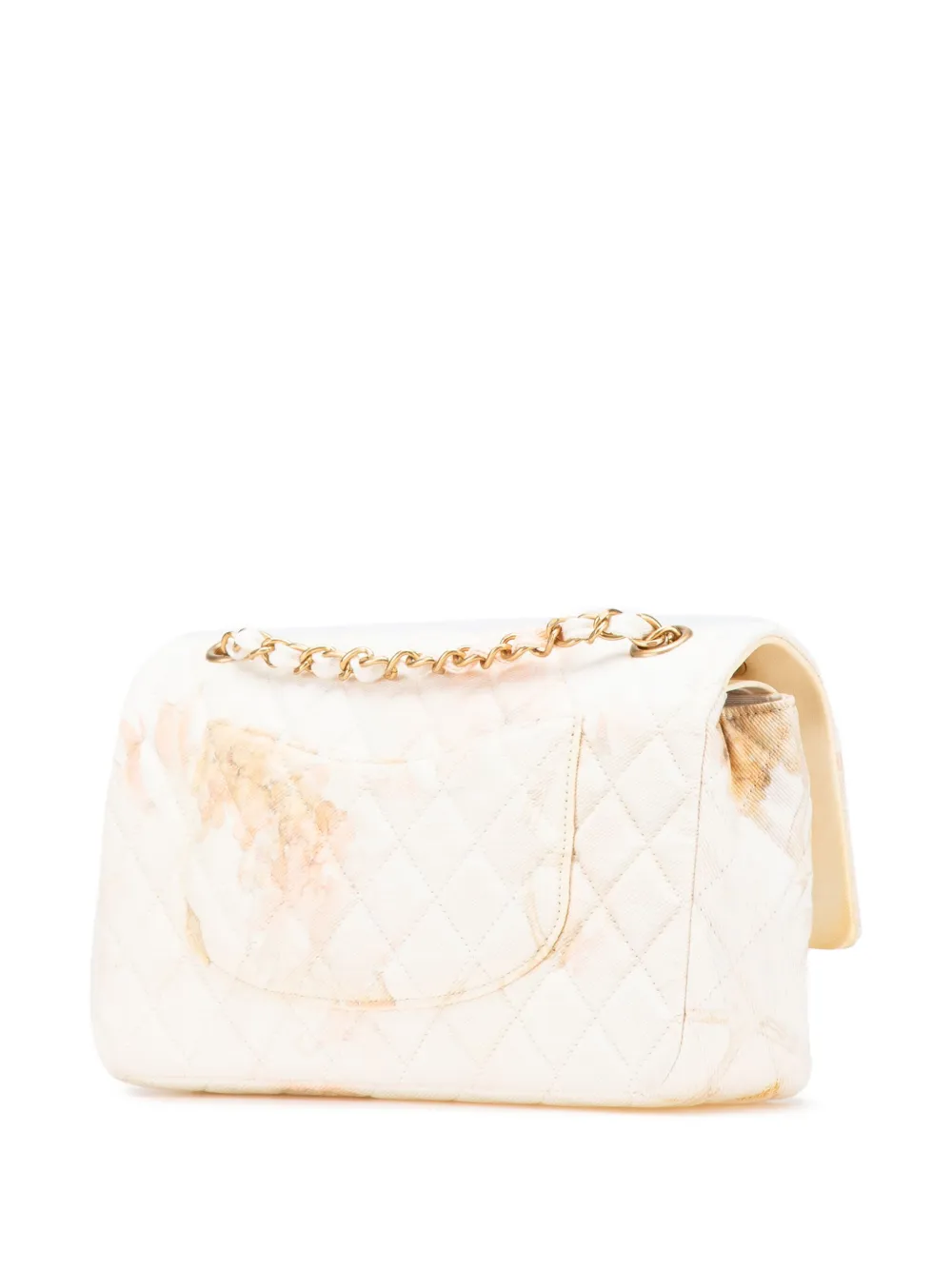 Pre-owned Chanel 2018 Medium Classic Printed Denim Floral Double Flap Shoulder Bag