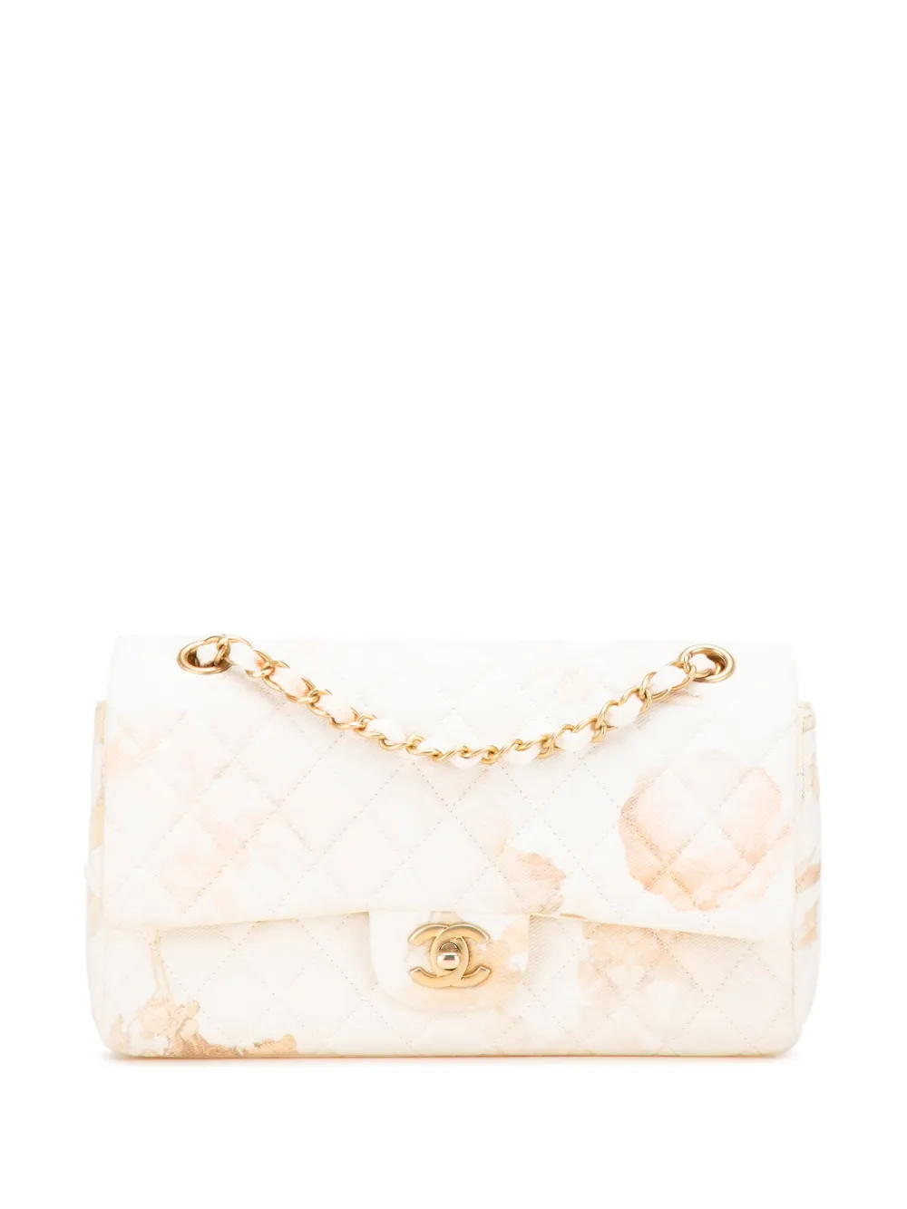 CHANEL Pre-Owned 2018 Medium Classic Printed Denim Floral Double Flap CHANEL Pre-Owned 2018 Medium Classic Printed Denim Floral Double Flap
