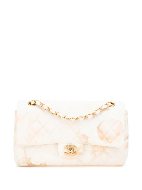 CHANEL Pre-Owned 2018 Medium Classic Printed Denim Floral Double Flap shoulder bag