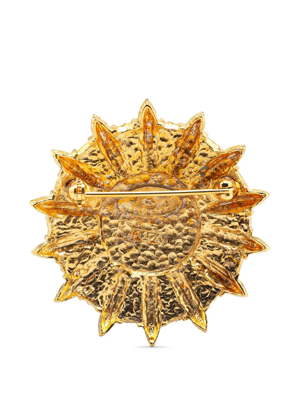 Pre-owned Chanel 1970-1980 Gold Plated Sunburst Brooch Costume Brooch